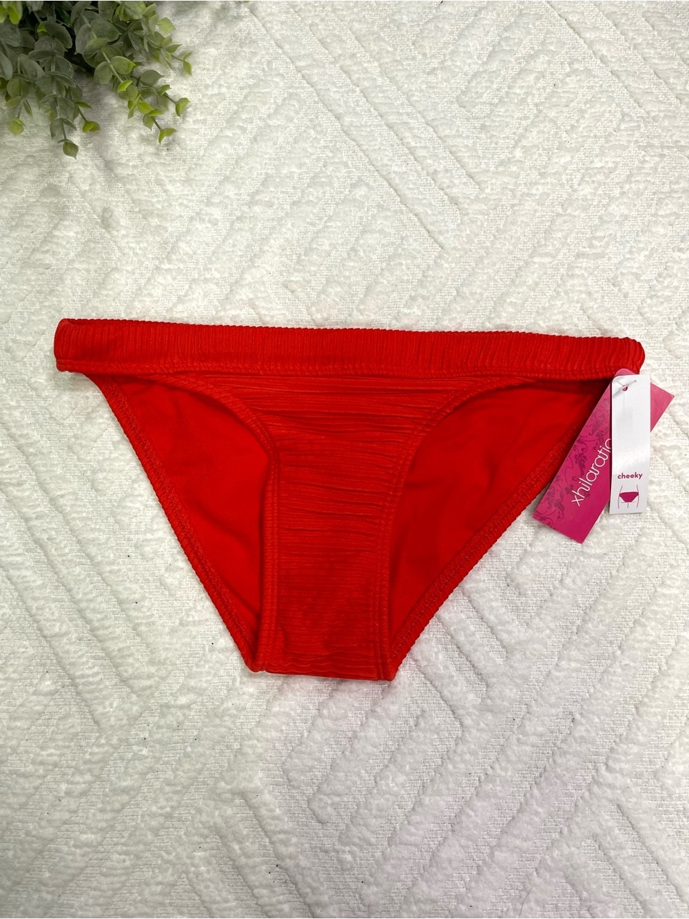 Xhilaration Red Ribbed Cheeky Bikini Bottom Size XS
